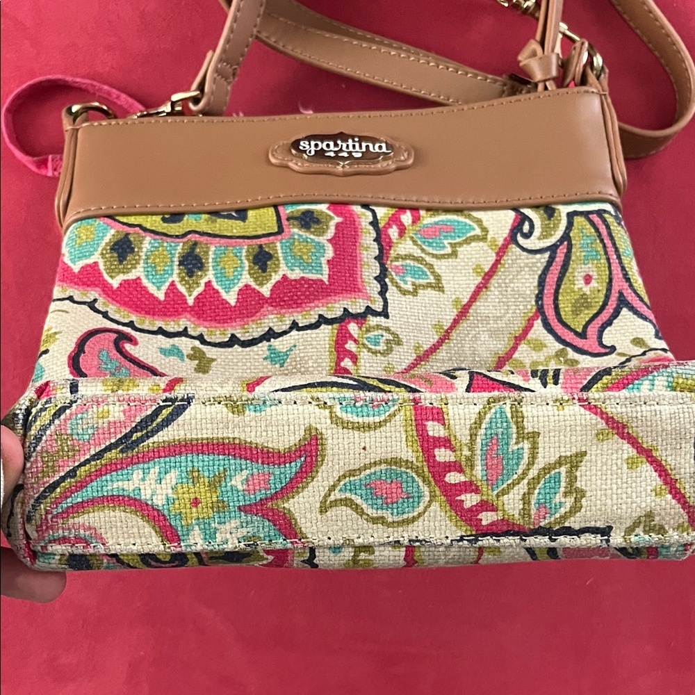 Spartina 449 Floral Crossbody Bag - Tan and Pink - Picture 4 of 8